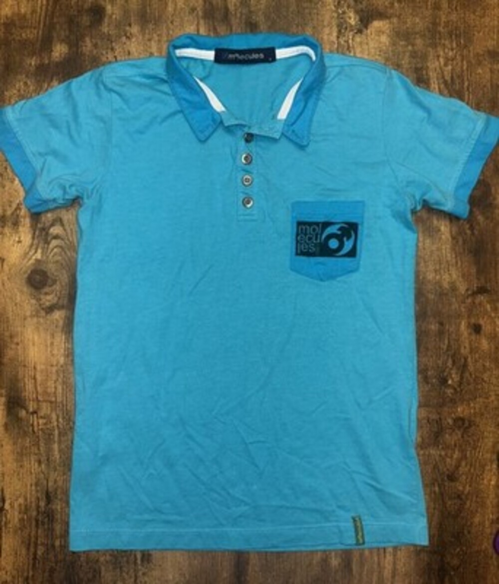 Molecules Vintage Style Blue Cotton Polo Shirt Small